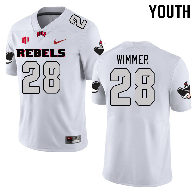 Youth #28 Andrew Wimmer UNLV Rebels 2023 College Football Jerseys Stitched-White